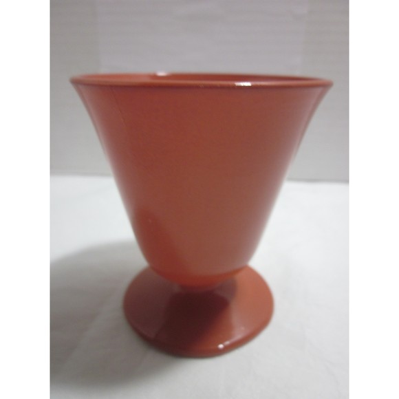 Hazel Atlas Dessert Custard Cup Ovide Platonite Burnt Rust Orange Vintage 1950's - Picture 3 of 5